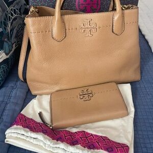 Tory Burch Camel Leather Satchel